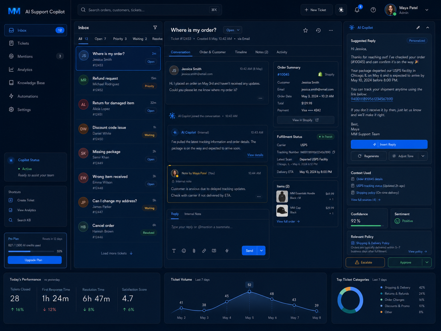 AI Support Copilot for E-commerce